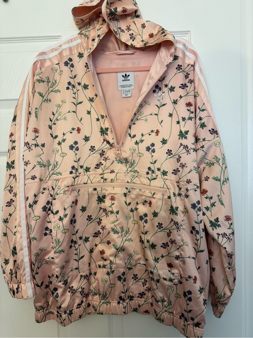 adidas Blush Pink Floral Windbreaker Jacket